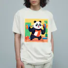 萌えキャラ大好きの筋トレをするパンダイラストのグッズ オーガニックコットンTシャツ