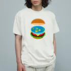 コチ(ボストンテリア)の地球平面バーガー説[v2.8k] オーガニックコットンTシャツ