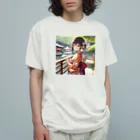 Moichi Designs Shop-2023の古都の風に舞う少女 Organic Cotton T-Shirt