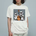 しろあらいぐまのラックスくんのラックスくんと音楽仲間 オーガニックコットンTシャツ