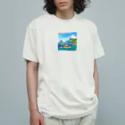 keita-sawadaのドット　ボラボラ島のオーバーウォーターバンガロー Organic Cotton T-Shirt