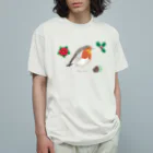 森図鑑の[森図鑑] クリスマスロビン(西洋こまどり)A Organic Cotton T-Shirt