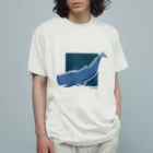 Kinkadesign うみのいきものカワイイShopのマッコウクジラの冒険 オーガニックコットンTシャツ