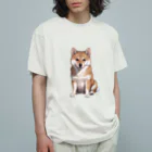 CHIKUSHOの柴犬のおすわりシャツ オーガニックコットンTシャツ