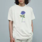 水色プリントの夢叶う青い薔薇 Organic Cotton T-Shirt