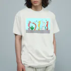 森図鑑の[森図鑑] 仲間に入れて（背景水色） Organic Cotton T-Shirt