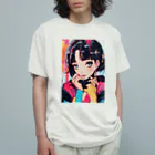 80s pop anime artのキュートな9 0 sアニメスタイル オーガニックコットンTシャツ