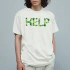 junichi-goodsのバルーン文字「HELP」（緑色系） オーガニックコットンTシャツ