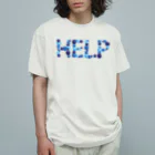 junichi-goodsのバルーン文字「HELP」（青色系） オーガニックコットンTシャツ