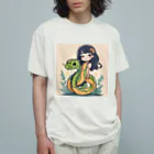 the blue seasonの仲良しの春風：少女と蛇の物語 オーガニックコットンTシャツ