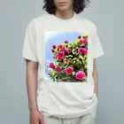 maikoのショップの薔薇と青空 オーガニックコットンTシャツ