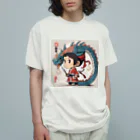 the blue seasonの幼き侍と龍の守護者 オーガニックコットンTシャツ