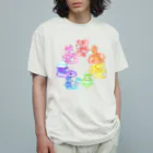 satoayaのアニマルカフェのキャンディードラゴン　虹色 オーガニックコットンTシャツ