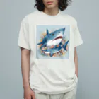 Asami アンティークのヴィンテージ・オーシャン　ちょっぴり高貴なサメさん、レジナルド・フィンレー Organic Cotton T-Shirt