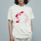 マツバラのもじゃまるやだやだ　赤 オーガニックコットンTシャツ