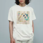 コルメプの馬と青い花 オーガニックコットンTシャツ