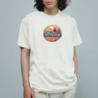 ファンシーTシャツ屋のアウトドアーワッペン夕日 オーガニックコットンTシャツ