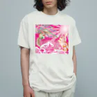 大漁旗　和柄のshopのピンク鳳凰　波　和柄 Organic Cotton T-Shirt