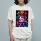 シロクマペンギンのドラゴンファイターガールwith竜の変身ヒーロー Organic Cotton T-Shirt