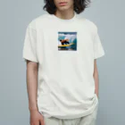 godo_dioのサーフィンをするレッサーパンダ オーガニックコットンTシャツ