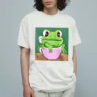 Louvreのかわいい蛙くん オーガニックコットンTシャツ