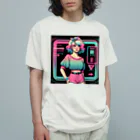 gomamisosoupのニューレトロな女の子イラスト オーガニックコットンTシャツ