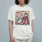 ParadigmStar　パラダイムスターの和風cat 見返り桜 Organic Cotton T-Shirt