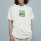 TAKASHIIのロケットを打ち上げている犬 オーガニックコットンTシャツ