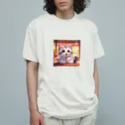 kuromasu_yuzuの夕焼けにゃんにゃん オーガニックコットンTシャツ