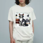 ピクセル堂のモダンレトロ：スタイリッシュなピクセル猫 Organic Cotton T-Shirt