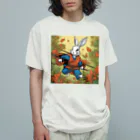 kawaki-yの可愛らしい忍者うさぎ オーガニックコットンTシャツ
