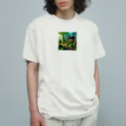 「動物ミリ屋」の新緑の癒し Organic Cotton T-Shirt