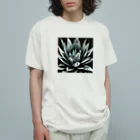 green artist のプランツパラダイスブラックアガベ オーガニックコットンTシャツ