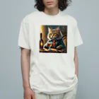 飲酒ちゃんの酒が好きな猫（社長） Organic Cotton T-Shirt