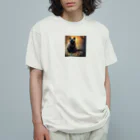 Yuki-yukiss Shopのホラー風くろねこ「ありがとう」 Organic Cotton T-Shirt