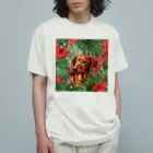 Duckshund LOVEのトロピカルダックス オーガニックコットンTシャツ