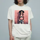 SaltyCookie Design Worksの猫好きの女の子のファッション(1) Organic Cotton T-Shirt