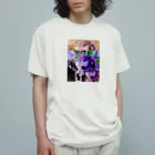 たんぽぽのむらさき色のpurpleチューリップ オーガニックコットンTシャツ