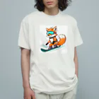 まるアニマル　のスノーボード　キツネ Organic Cotton T-Shirt