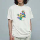 ファンシーTシャツ屋のカラフルフラワーアート Organic Cotton T-Shirt