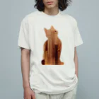 BUNMOMIのおすわり猫シルエット オーガニックコットンTシャツ