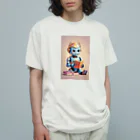 dorakiti0712のAI子どもロボット「リーディくん」 オーガニックコットンTシャツ