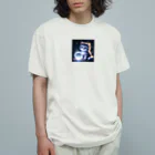 katohkouchiの夜の探検家、光と遊ぶ猫 Organic Cotton T-Shirt