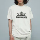 QUQU_WORKSのソウルオブジャパン 折り紙の兜デザイン 大和魂 日本 ブラック Organic Cotton T-Shirt
