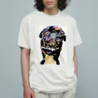 KenHana ハウスの黒パグケンちゃん癒しグッズ オーガニックコットンTシャツ