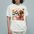 AQUAMETAVERSEのサングラスをかけた、かわいい犬 Marsa 106 Organic Cotton T-Shirt