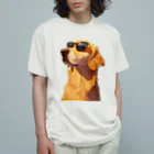 AQUAMETAVERSEのサングラスをかけた、かわいい犬 Marsa 106 Organic Cotton T-Shirt