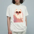 AQUAMETAVERSEのサングラスをかけた、かわいい犬 Marsa 106 オーガニックコットンTシャツ