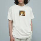 たっかんの見つめるライオン オーガニックコットンTシャツ