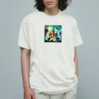 marian_baseの恐竜と城 オーガニックコットンTシャツ